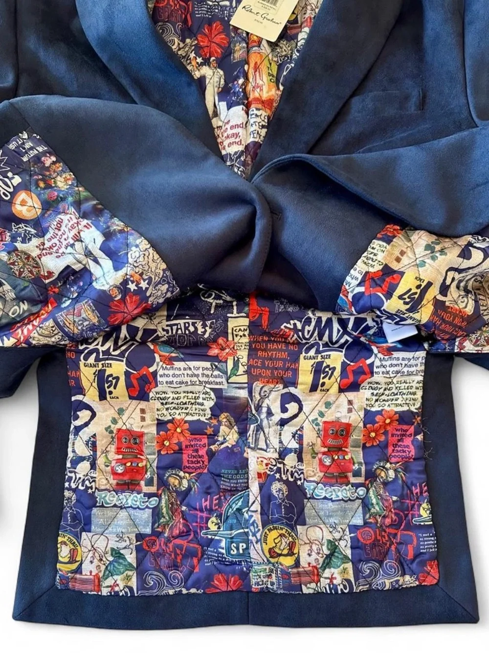 Robert Graham XL Navy Blue Sueded Velvet Blazer Sport Coat NWT Preppy Old Money